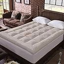 Relaxfeel 600 GSM Microfiber 5 Star Cotton Standard Bed Soft Waterproof Quilted Mattress Topper/Padding for Comfortable Sleep - Beige - Queen Size - 60 Inche X 78 Inche