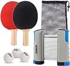 Table Tennis Set - Family Indoor and Outdoor Recreation Sports Play - Easy to Install Retractable Net Post - Fun Ping Pong Set Accessories for Kids and Adults - 2 Player with Storage Case