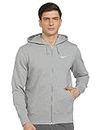 Nike Men's Modern Fit Cotton Hooded Neck Sweatshirt (CZ4148-063 DK Grey Heather/White, Small)