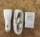 Samsung Galaxy Fast Adaptive Car Charger + Wall Charger + Micro USB + Type-C USB