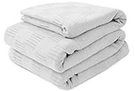 Avalon 100% Cotton Blankets Twin Size, 72x90 Inches 350 GSM, Soft Breathable Blanket, Lightweight Thermal Blankets Twin Size, Perfect for Layering Any Bed for All Season (White)