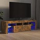 BaraSh Mueble de TV con Luces LED Color Roble Ahumado 140x36,5x40 cm Mueble Bajo TV Mueble De TV Bajo Muebles TV Mesa TV
