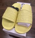 NEW Givenchy Mens 4G Logo Embossed Slides Sandals Yellow EU 43 US 9.5 FREE Ship