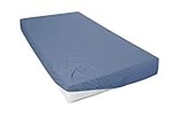 Beddress - Mako Fine Jersey Fitted Sheet, Blue, 140-160 x 200 cm, 100% Combed Cotton, OekoTex