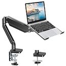 MOUNT PRO Laptop Stand Desk Mount, 2 in 1 Function Monitor Laptop Mount, Aluminum Laptop Arm Fits Max 17" Notebook and 32" Computer Screen, Single Monitor Mount with Laptop Tray, Holds up to 17.6lbs