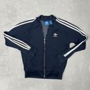 Adidas Track Jacket Men Medium M Full Zip Trifoil Long Sleeve Dark Blue