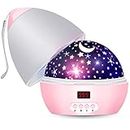 MOKOQI Star Projector Night Light for Kids Adults, Star Night Lights Romantic Rotating Projection Lamp with Timer & Color Changing for 1-6-10 Year Old Gifts (Pink)