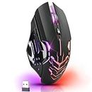 Defender® Katana Kabellose Gaming Maus - Geräuschlose Klicks - 5 programmierbare Tasten - RGB-Beleuchtung(On/Off) - bis zu 240 hrs Akkulaufzeit - Wireless Gamer Maus für PC, Mac, Laptop