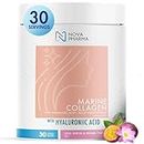 NOVA PHARMA Hydrolyzed Marine Collagen - Hyaluronic Acid - Collagen Powder Supplement - Skin Health - Anti-aging - 30 Servings (Lotus & Passion fruit)