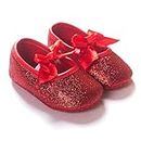 RVROVIC Baby Girl Moccasins Infant Princess Sparkly Premium Lightweight Soft Sole Prewalker Toddler Girls Shoes(12-18 Months Toddler,1-Red)