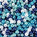 Naler 500Pcs Pearls with Holes Blue&White Faux Pearls, Pearl Beads for Jewelry Making, Decorations, Clothing Embroidery, Vase Fillers, 6mm Diameter Pearls