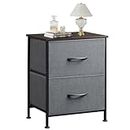 WLIVE Nightstand, 2 Drawer Dresser for Bedroom, Small Dresser with 2 Drawers, Bedside Furniture, Night Stand, End Table with Fabric Bins for Bedroom, Closet, Entryway, College Dorm, Dark Grey