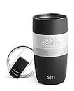 Simple Modern Travel Coffee Mug Tumbler with Clear Flip Lid, Reusable Insulated Stainless Steel Thermos Cold Brew Iced Coffee and Tea Cup, Voyager Collection, Negro (Midnight Black), 470ml