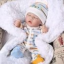 FASMAS Realistic Reborn Baby Doll - 12 Inch Lifelike Newborn Full Vinyl Sleeping Baby Dolls That Look Real, Real Life Newborn Baby Toy Gifts for Girl or Boy Age 3+ Years Old