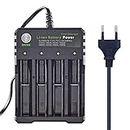 HASTHIP® 18650 Battery Charger 4 Bay Fast Charge, for 3.7V Li-ion TR IMR 10440 14500 16650 14650 18350 18500 16340(RCR123) Batteries, Intelligent Universal Rechargeable Battery Charger with AC Plug