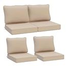 AAAAAcessories Outdoor Deep Seat Cushions for Patio Furniture, Waterproof Replacement Patio Chair Cushions Set of 4, 24 x 24 x 5 inch, Beige