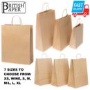 BROWN PAPER BAGS WITH HANDLES SMALL LARGE 100 50 25 FOR PARTY GIFT SWEET CARRIER