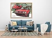 VERRE ART Printed Framed Canvas Painting for Home Decor Office Wall Studio Wall Living Room Decoration (60x45inch Wooden Floater) - Vw Golf Gti