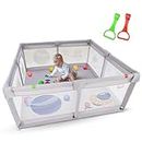 Baybee Kids Playards Playpen for Babies, Smart Folding & Portable Baby Activity with Safety Lock & Pull Rings, Play Gate Fence for Toddlers, Indoor Outdoor Activity Upto 5 Years boys Girls (180*150CM)