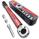 Aurlloct 3/8 Inch Drive Click Torque Wrench 10-140 Nm 4 Piece Red