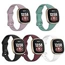 FitTurn Slim Bands intended for Fitbit Versa 4 Bands Women Men, Soft TPU Replacement Wristband Strap Slim Sport Band intended for Fitbit Versa 4 Accessories (Small Size, 5 Pack A)