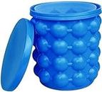 RUSHANK 2 in 1 Silicone Ice Bucket & Ice Mold with lid, Space Saving Ice Cube Maker, Silicon Ice Cube Maker(Pack of 1,Blue).