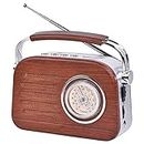 Pagaria Retro FM/AM/SW Portable Radio with Bluetooth & USB (Wood Finish)