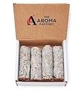 The Aroma Factory Natural White Sage Dry Leaves Smudging Sticks Bundles (6 Inch x 30g Each) Removes Negativity, Aura Cleansing, 1 Box (White Sage, Pack of 4)