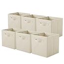ShellKingdom Storage Bins, Foldable Fabric Storage Cubes and Cloth Storage Organizer Drawer for Closet and Toys Storage (Beige, 6)