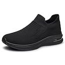 Mens Walking Shoes Lightweight Running Shoes Slip on Workout Tennis Shoes Gym Sneakers Black Size 10