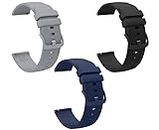 Estrenar 19mm Watch Strap Band Soft Silicone Replacement Wristband Straps with Metal Buckle Compatible with Noise ColorFit Pulse, Beat, Pro 2/Oxy & Boat Strom Smartwatch (Grey,Navy,Black)
