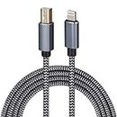 WORLDBOYU Lightning to MIDI Cable USB OTG Type B Cable for Select iPhone, iPad Models for Midi Controller, Electronic Music Instrument, Midi Keyboard, Recording Audio Interface (6FT)