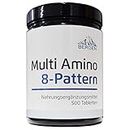 Multi Amino-EAA 8 Pattern - 500 Tabletten mit je 1000 mg - Master Amino Protein Formel mit 8 essentielle Aminosäuren aus Hülsenfrüchten - BCAA - Hochdosiert - Vegan - Laborgeprüft