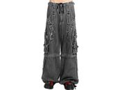 Unisex Grey Denim Tripp Pants, GothicPants with chain and Handcuffs, Punk Pants
