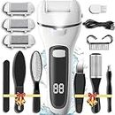 Rechargeable Callus Remover for Feet, 13-in-1 Professional Pedicure Tools Foot Care Kit, Foot Scrubber Electric Feet File Pedi for Hard Cracked Dry Dead Skin, 3 Rollers, 2 Speed, Battery Display