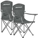 SONGMICS Set of 2 Folding Camping Chairs, Max. Load Capacity 330 lb, Outdoor Chair with Cup Holder, for Camping, Garden, Fishing, Terrace, Slate Gray UGCB008G01