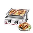 BBQ Grill Outdoor Household Commercial Stainless Steel Gas Bbq Grill Two Burners Outdoor Barbecue Glass Shield Household Adjustable Height QIByING