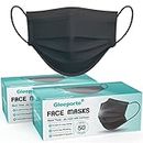 Gleeporte [Pack Of 100] Black Disposable Face Mask, 3-Ply Adult Masks, Facial Cover with Elastic Earloops For Home, Office, School, and Outdoors