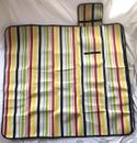 Striped Picnic Blanket Waterproof Padded Camping Beach Folding Mat Ground Cover