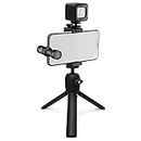 Le kit Vlogger de RØDE est un kit complet de réalisation audiovisuelle mobile avec microphone de haute qualité, trépied, lumière LED et accessoires (édition iOS pour iPhone® avec connecteur Lightning)
