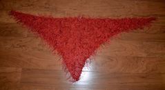 Hand Knit Fur Ever Triangle, Scarf, Red, NWOT