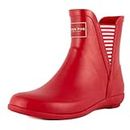 LONDON FOG Women's Piccadilly Rain Boot, Red Stripe, 6 US