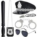 Orgoue 6PCS Police Costume Accessories, Police Pretend Play Toy Set Cop Costume Accessories Police Costume for Kids with Policeman Hat, Sunglasses Handcuffs for Halloween