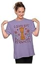 Heybroh Women's Oversized T-Shirt A Queen Goes Anywhere - Chess 100% Cotton (Iris Lavender; Medium)