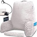 Homie Reading Pillow with Wrist Support, Has Arm Rests, and Back Support for Bed Rest, Lounging, Reading, Working on Laptop, Watching TV (White)
