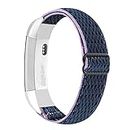 Adjustable Elastic Bands Compatible with Fitbit Alta/Alta HR, Soft Stretchy Nylon Sports Breathable Replacement Wristbands for Women Men (Navy Blue Purple)