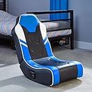 X-Rocker Shadow Gaming Chair for Kids and Juniors, 2.0 Audio Floor Rocker, Low Folding Rocking Seat with 2 Stereo Sound Speakers, Padded Foam Gaming Seat for Children for XBOX, PS4 PS5 Switch - BLUE