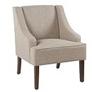Homepop Home Decor | Upholstered Classic Swoop Arm Accent Chair | Accent Chairs for Living Room & Bedroom | Decorative Home Furniture, Tan