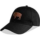 KUBILA Wildlife Animal Water Buffalo Hats for Men Women,Funny Black American Bisons Embroidered Baseball Cap for Hiking, Climbing, Fishing