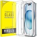 JETech Screen Protector for iPhone 15 Plus 6.7-Inch, Tempered Glass Film with Easy Installation Tool, Case-Friendly, HD Clear, 3-Pack